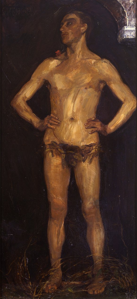 Mann. Rechte Tafel des Diptychons „Menschenpaar (Homo Sapiens)“ (Verso: weiblicher Rückenakt) 作： マックス・スレイボクト