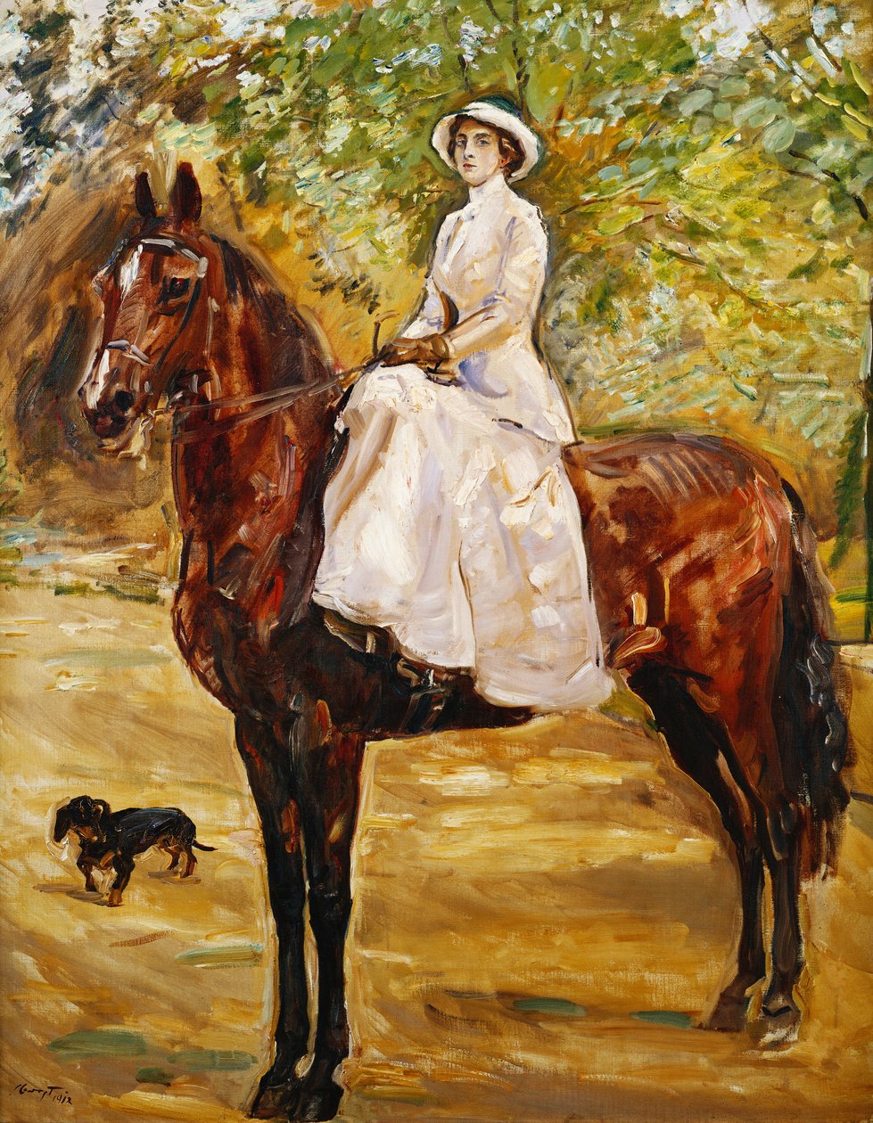 驚きの値段 馬に乗った白人の女性。 1910年、馬に乗った白い乗馬ドレスの女性 置物、オブジェ