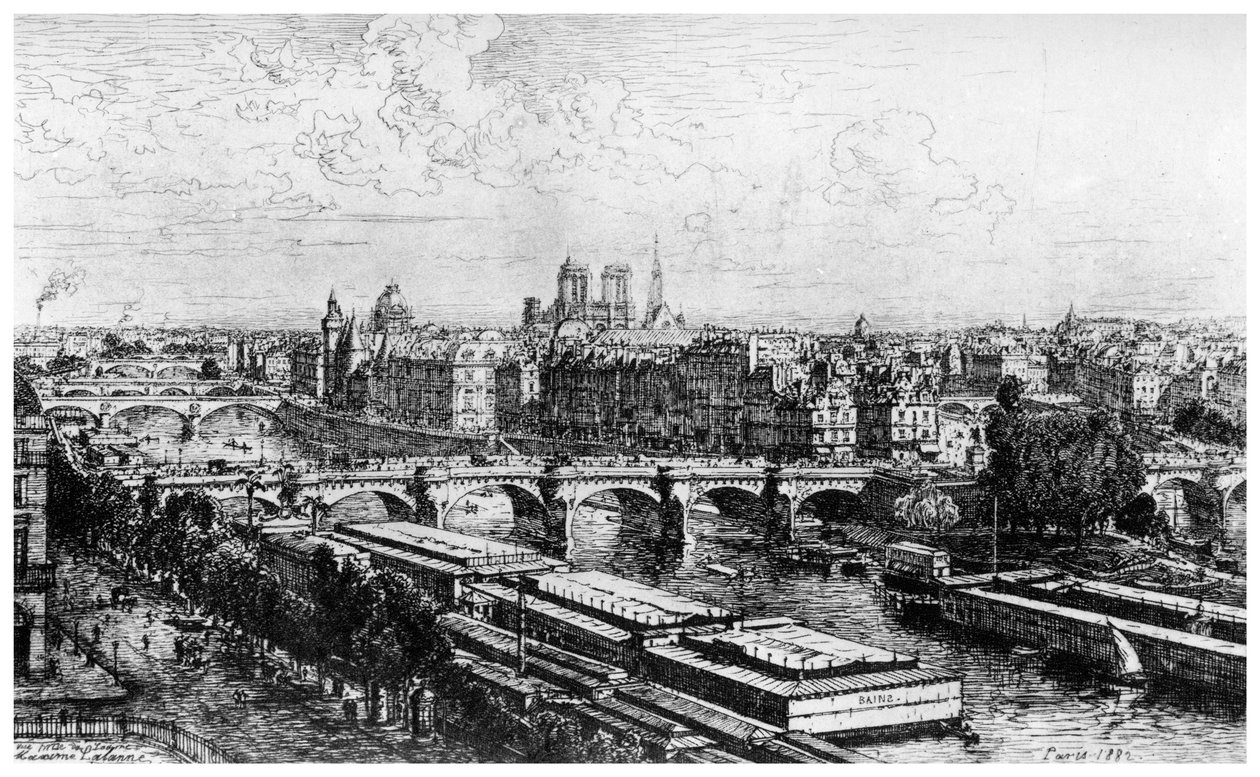 パリ、ルーブル美術館から撮影、1850年〜1895年、1924年 作： マキシム・ラランヌ