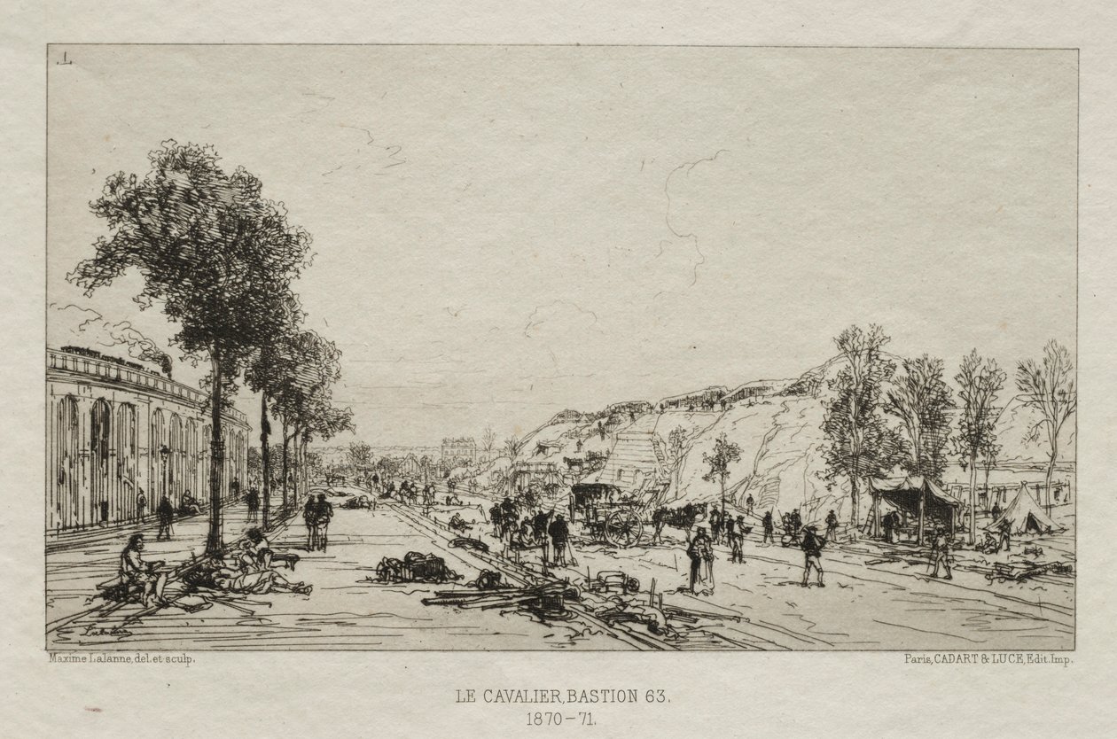 パリのおみやげの芸術家：パリのシエージュ：Le Cavalie Bastion 63、1870-71。 作： マキシム・ラランヌ