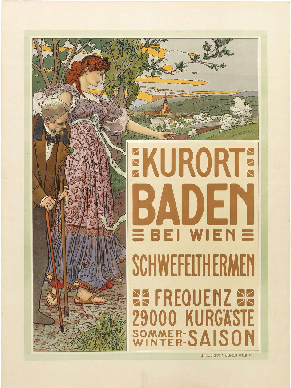 ウィーン近郊の温泉街バーデン、c. 1910年。 作： Maximilian Liebenwein