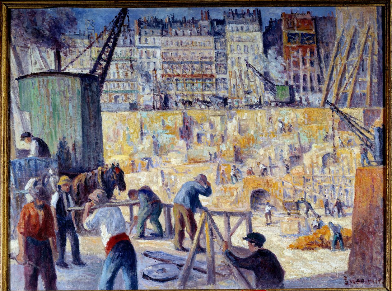 1912年のパリの工事現場 マクシミリアン・ルース（1858-1941）による絵画 1912年 薄さ0.6x0.81 m ルーアン、Musee des Beaux Arts 作： マクシミリエン・ルース