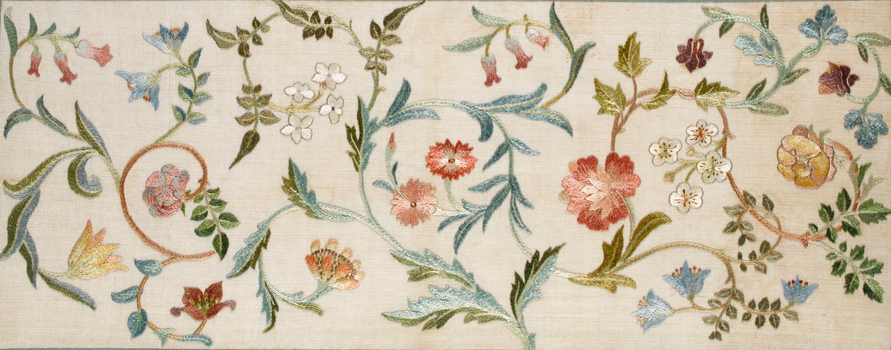 ガーデンピース、1938（リネンに刺繍、ウール、シルク） 作： メイ・モリス