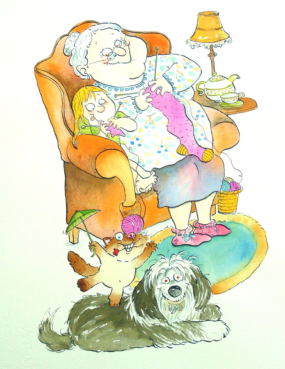 ノナ（おばあちゃん）（紙にペンとインクとトイレ） 作： メイリー・クリスティ