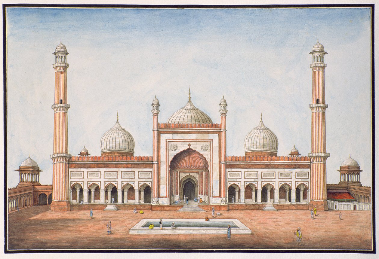 Jummah Musjeed、デリー、1840年頃 作： マザールまたはマザールアリカーン