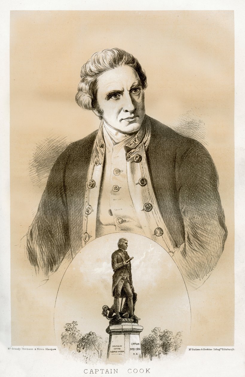 キャプテン・ジェームズ・クック（18世紀イギリスの海軍士官・探検家）1879年 作： マクファーレンとアースキン