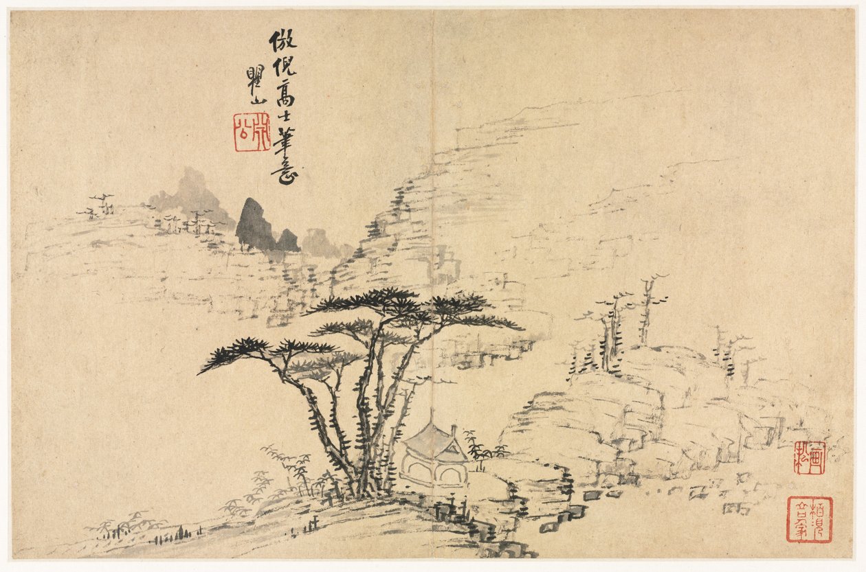 1690 年、オールド マスターズ以降のさまざまなスタイルの風景。 作： メイチン
