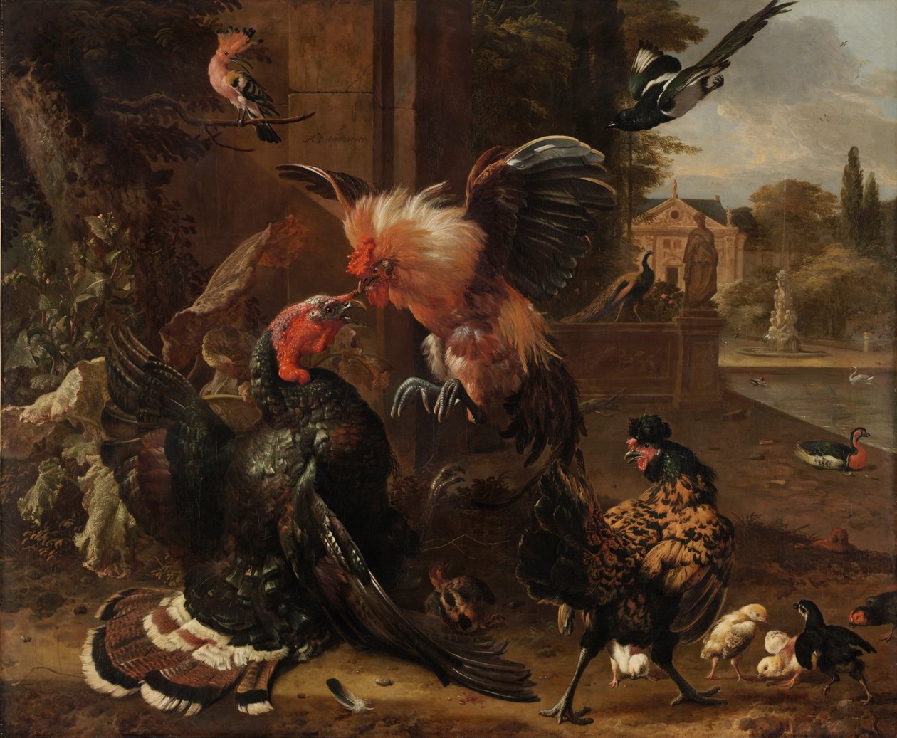 雄鶏と七面鳥の喧嘩 1680年頃 油彩・カンヴァス 作： メルキオール・ド・ホンデコテール