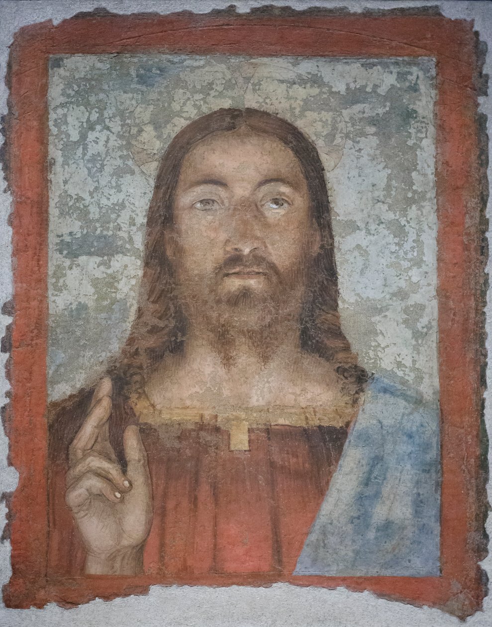 サルヴァトール・ムンディ、1476-80年頃（戸外フレスコ画） 作： メロッソ・ダ・フォルリ