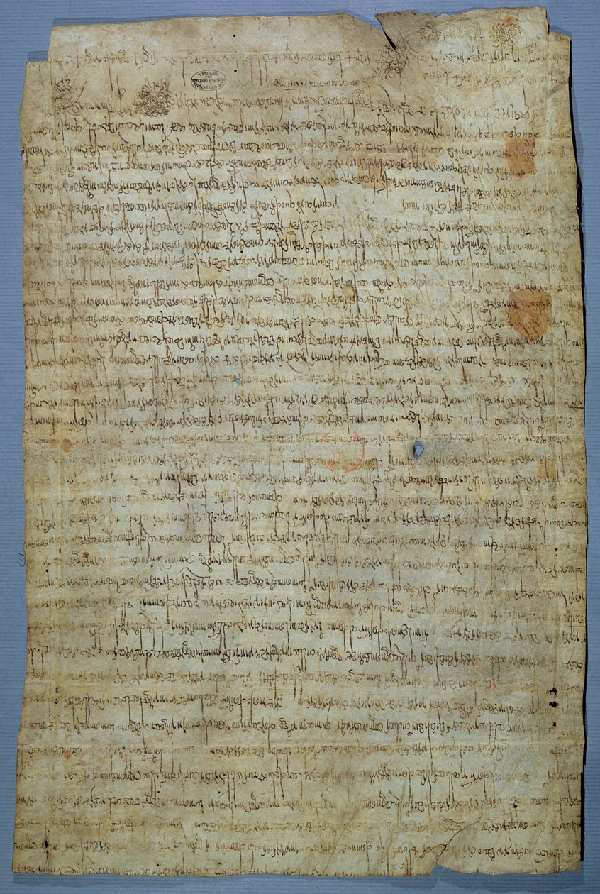 ワドミール（ウアデミール）と彼の妻、エルカンベルタ、690〜691年頃の書面（ペン＆ベラムのインク） 作： メロビンギアン