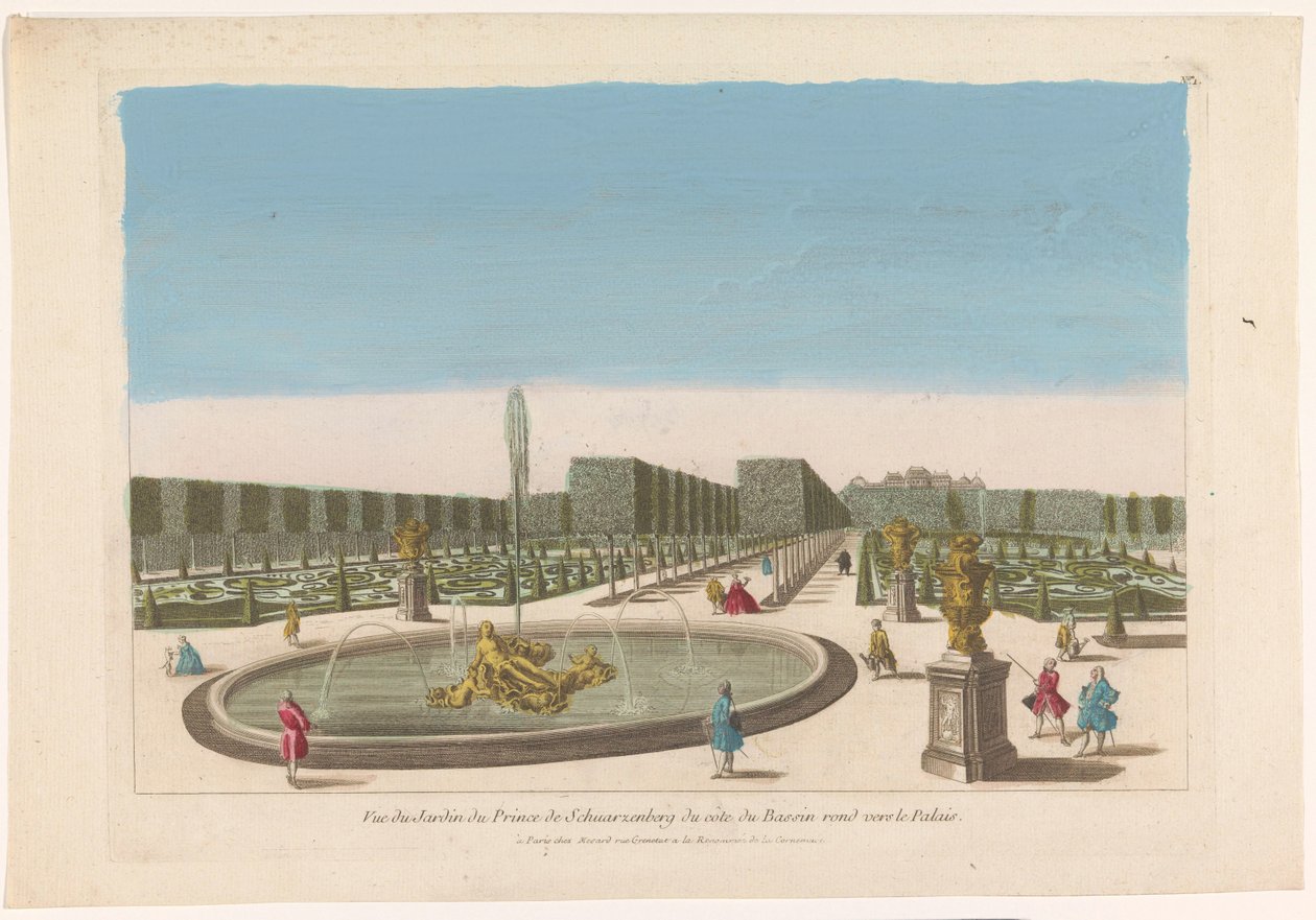 ウィーン市の近くにあるパレシュワルツェンバーグの庭の噴水の眺め Vue du Jardin du Prince de Schwarzenberg duCôteduBassin around Vers Le Palais（オブジェクトのタイトル） 作： mesard