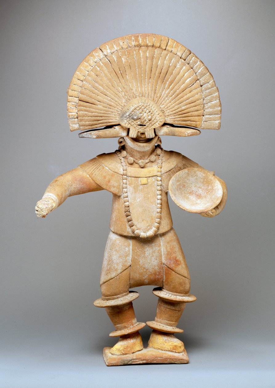 頭飾り付きのダンサー（陶器）（422924も参照） 作： メソアメリカ人