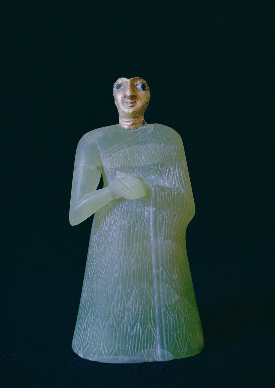 ニップル出身の女性像、紀元前2700年頃（石膏と金） 作： メソポタミア