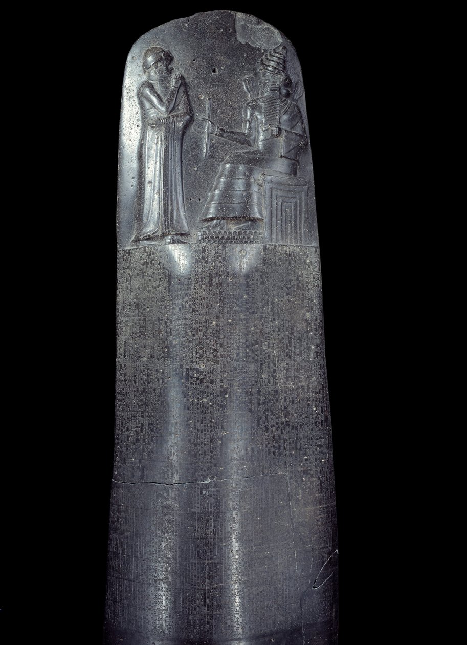 Mesopotamien: Stele in Diorit des Gesetzeskodex von Hammurabi von Mesopotamian