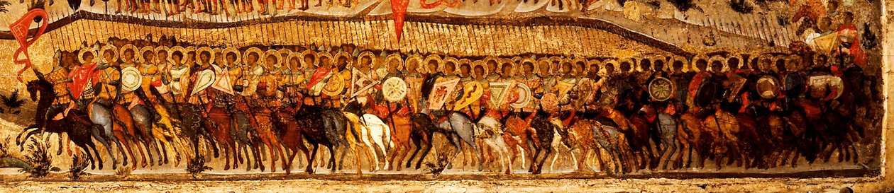 天国の王の司会者に祝福されて：1550年代にアレクサンドルネフスキーとセントジョージが指揮した下級戦士の範囲 作： モスクワの首都アタナシウス