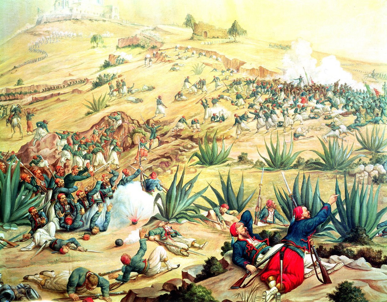 1862年5月5日、プエブラの戦い（油） 作： メキシコの学校