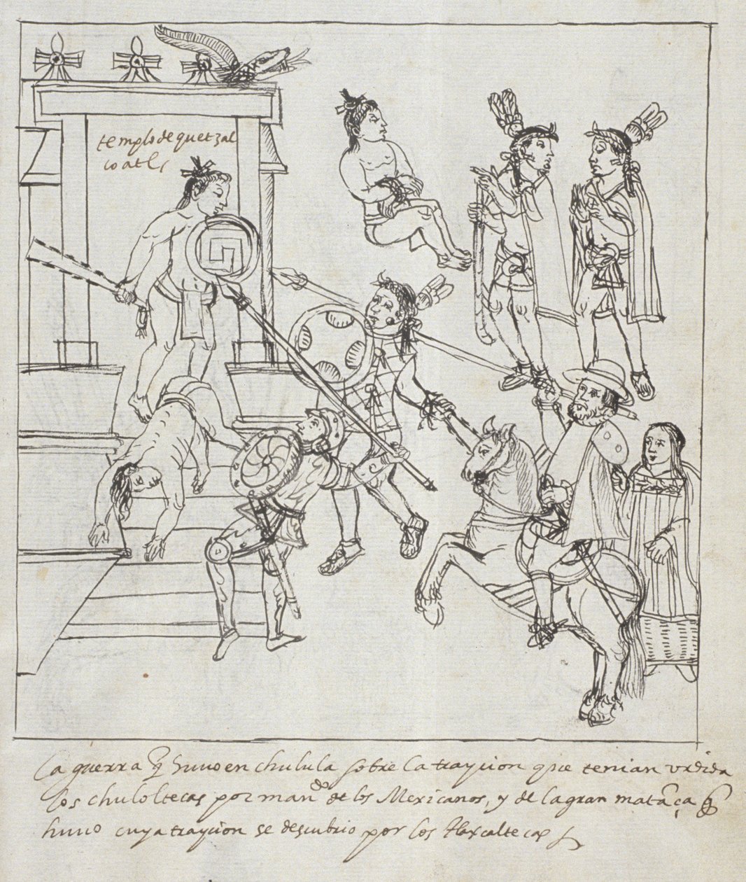 Ms Hunter 242 f.256r Evangelical Battle、ヒストリアデトラスカラ出身、ディエゴムニョスカマラゴ作 作： メキシコの学校