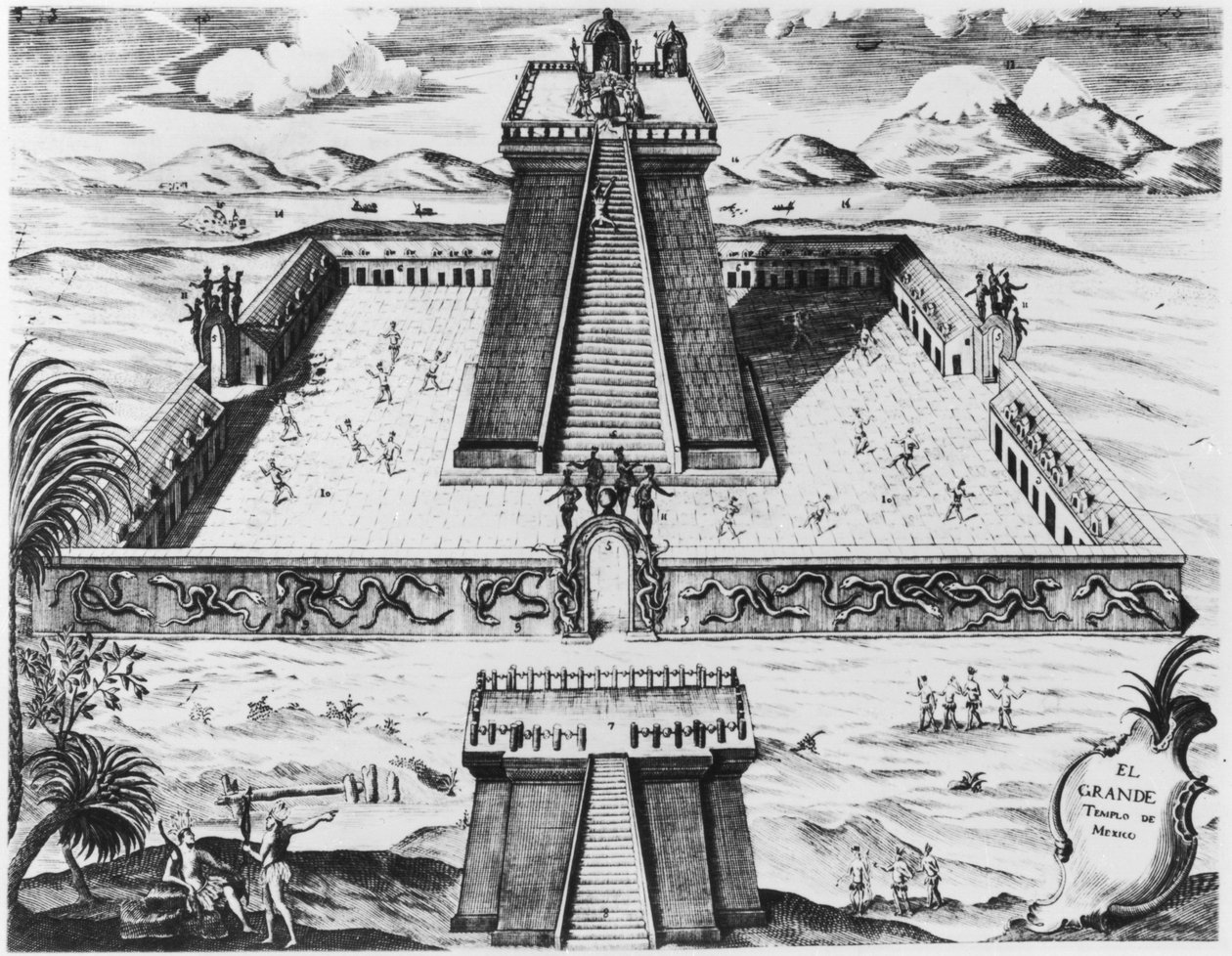 テノチティトランのテンプロマヨール、「ヒストリアデヌエバエスパーニャ」、1770年 作： メキシコの学校
