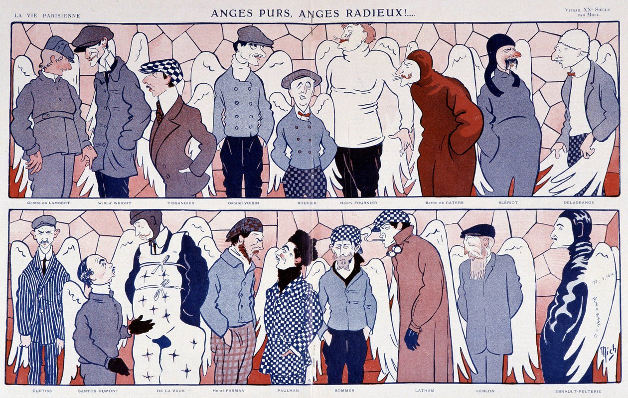 有名飛行士の天使へのチャージ（ポートレートギャラリー） - "La Vie Parisienne "1909年11月12日号に掲載。 作： 自分