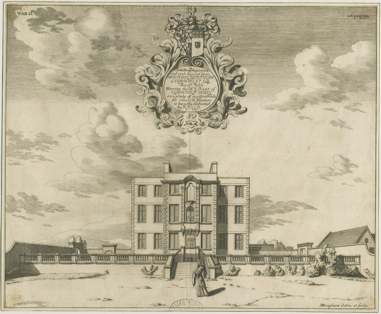エルムハーストホール：銅版画、nd [1653-1686] 作： マイケル・バーガーズ