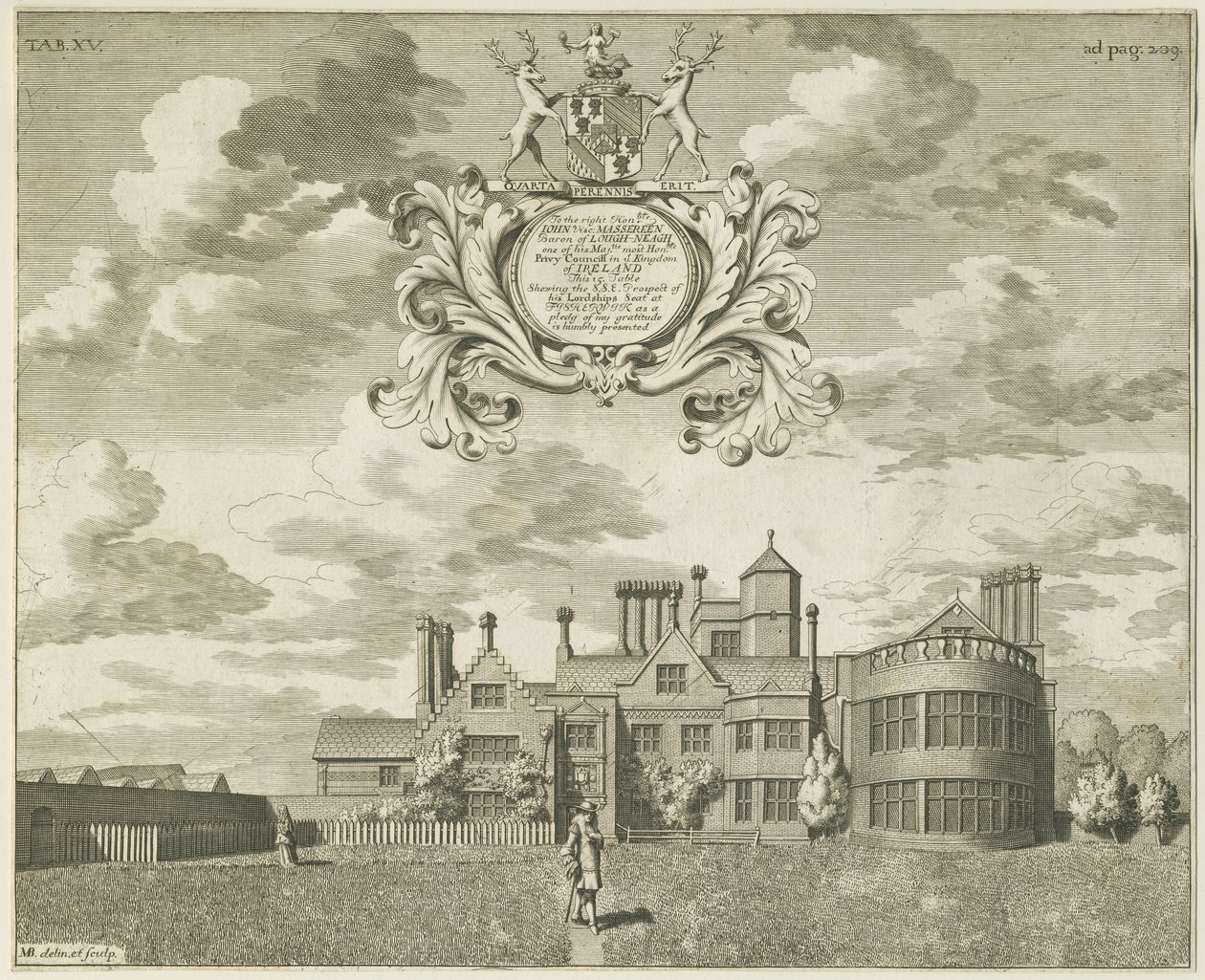 フィッシャーウィック・ホール：銅版画、ND [1653-1686] (プリント) 作： マイケル・バーガーズ