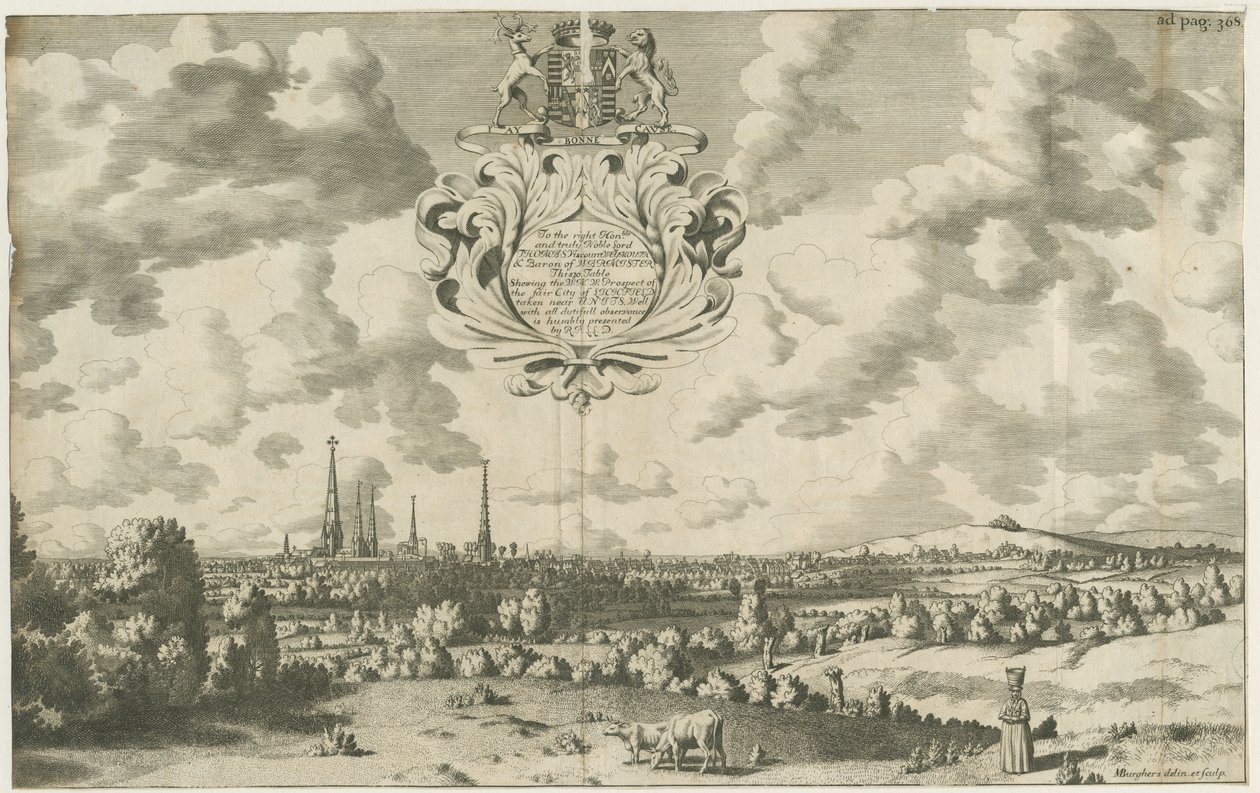 リッチフィールド-西北西の見通し：銅版画、nd [1653-1686] 作： マイケル・バーガーズ