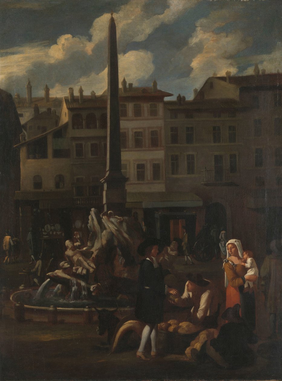 ローマのマーケット シーン、ナヴォーナ広場 作： Michael Sweerts（の男性）