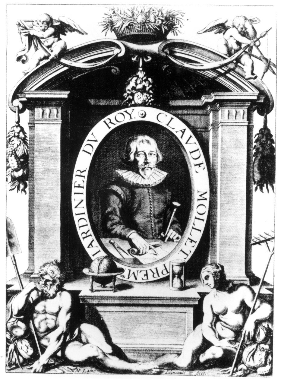 クロード・モレットの肖像画、クロード・モレットの「Theater des Plans et Jardinages」の前編、1652年 作： ミシェル・ラズン