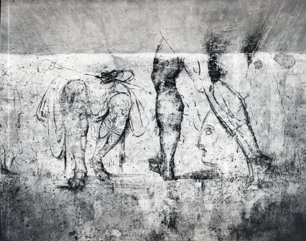 脚の壁画、1530年頃（石膏に木炭）（印刷） 作： ミケランジェロ・ブオナローティ