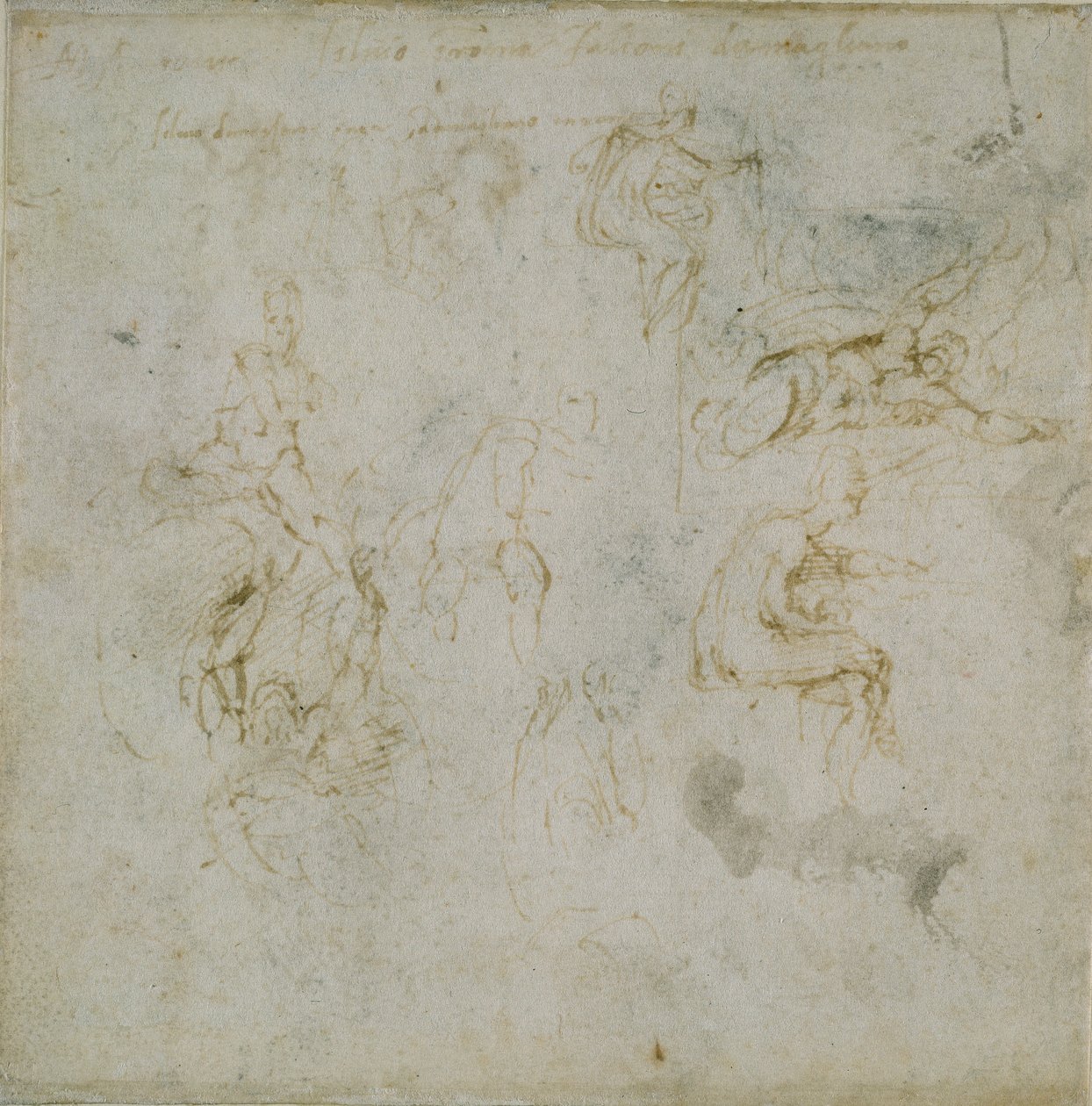直訳：八図研究。 Verso: Figure Study、c1490-1560。 作： ミケランジェロ・ブオナローティ