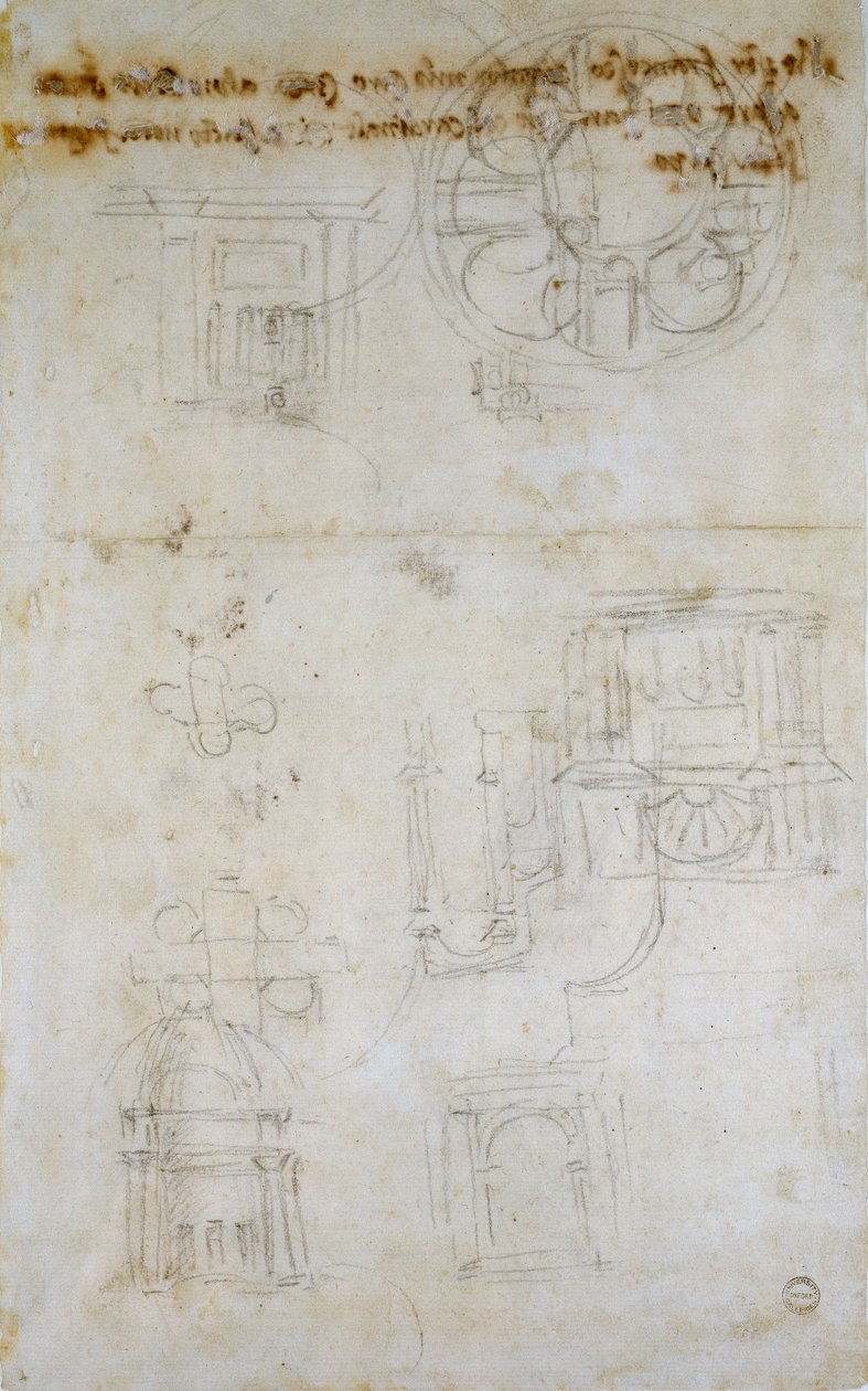 聖ペテロの研究を示すスケッチ、c1490-1560 作： ミケランジェロ・ブオナローティ