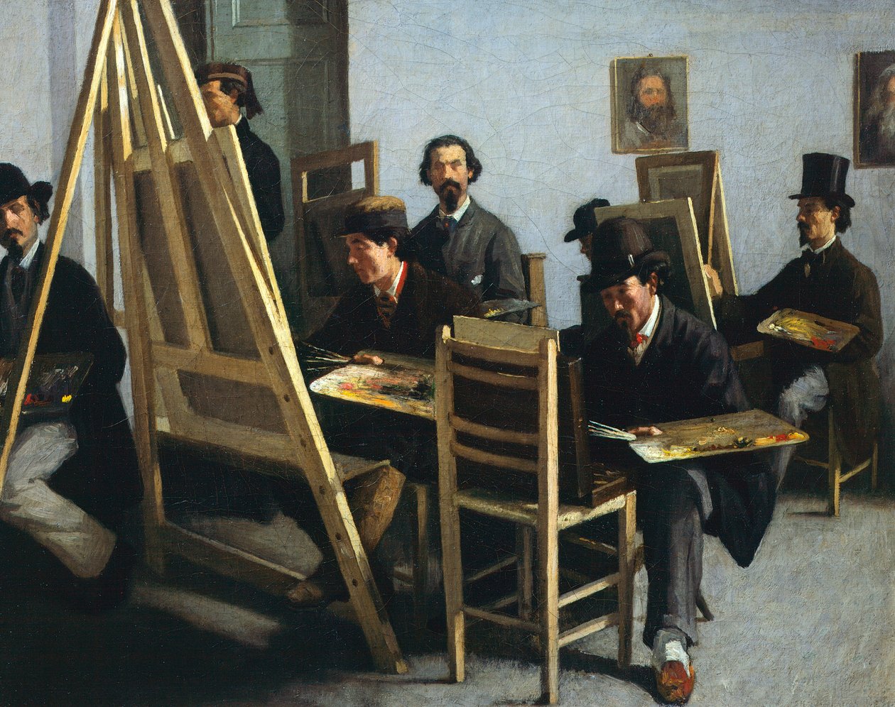 ミケーレ・カンマラーノによる「絵画の学校」（1865年頃 作： ミケーレ・カンマラノ