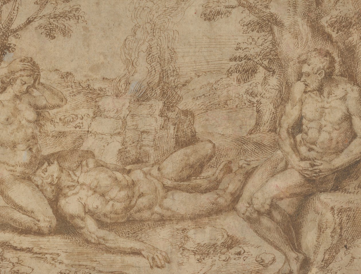 アベルの死を悼むアダムとイブ, ca. 1576年。 作： ミヒールコクシー