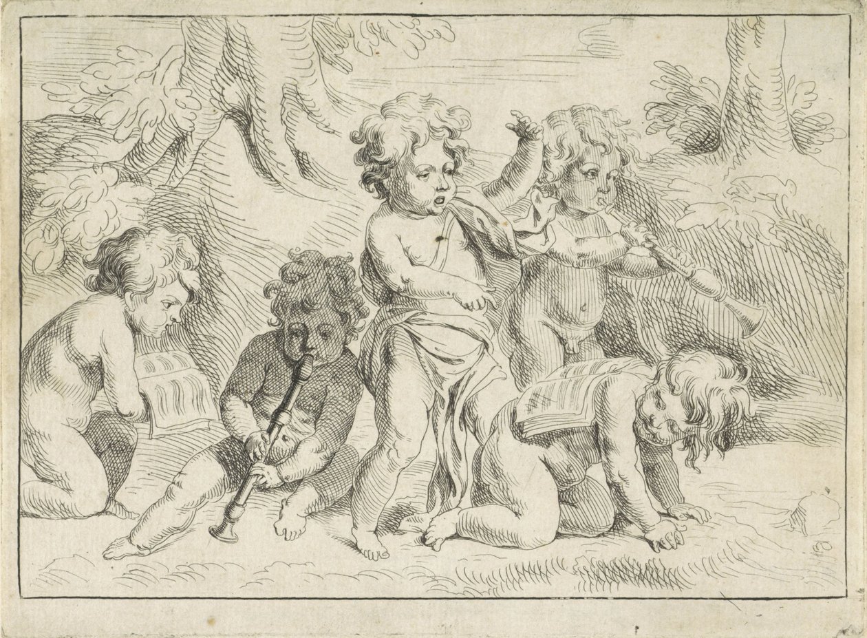 音楽を作る5人の子供たち 作： Michiel Frans van der Voort