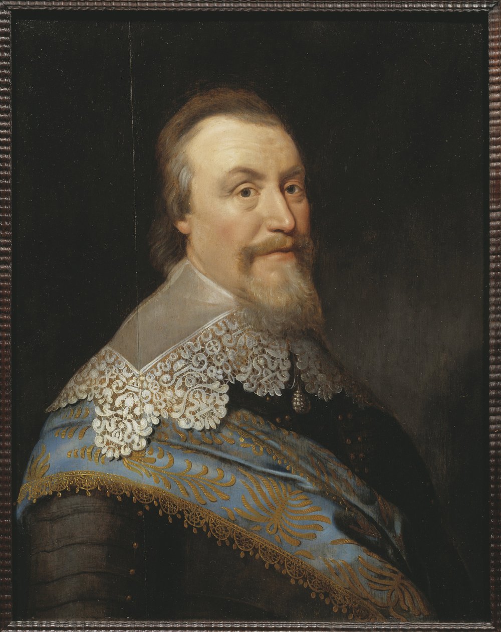 アクセル・オクセンシュティエルナ（オクセンシュティエルナ）伯爵（1583-1654）の肖像、ミエルベルト（Mierveld、Mireveldt）、ミシェル・ヤンシュ・ファン（Michiel Jansz.van）のワークショップによるものです。木に油彩。寸法：74x57.5cmストックホルム国立博物館 作： ミヒール・ファン・ミーズ。ヴァン（スタジオ）ミヒール