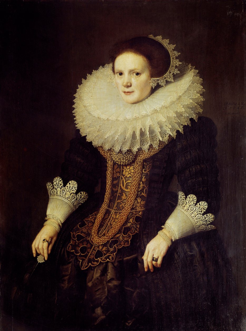オランダ人女性の肖像画 ミッチェル・ファン・ミエーレヴェルト（1567-1641）作 作： ミシエル・ヤンス。ヴァン・ミーレフェルト