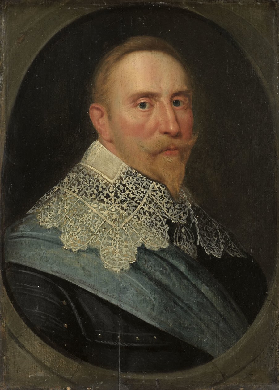 グスタフ 2 世アドルフ (1594-1632)、スウェーデン王の肖像 作： Michiel Jansz van Mierevelt（コピー後）
