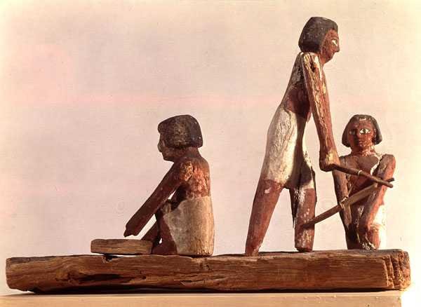 ベニハサン出身のエジプトのレンガ職人王国のモデル、紀元前2000年頃（塗装済み 作： 中王国エジプト人