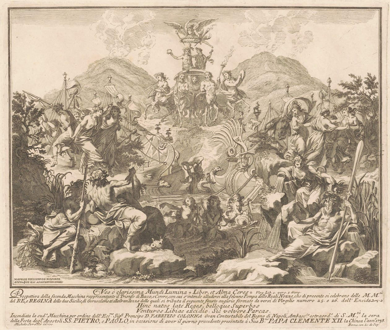 1738年の中国のセコンダ・マッキーナ：バッカスとセレスの勝利 作： MigueldeSorellò、Carl MarcusTuscherの後