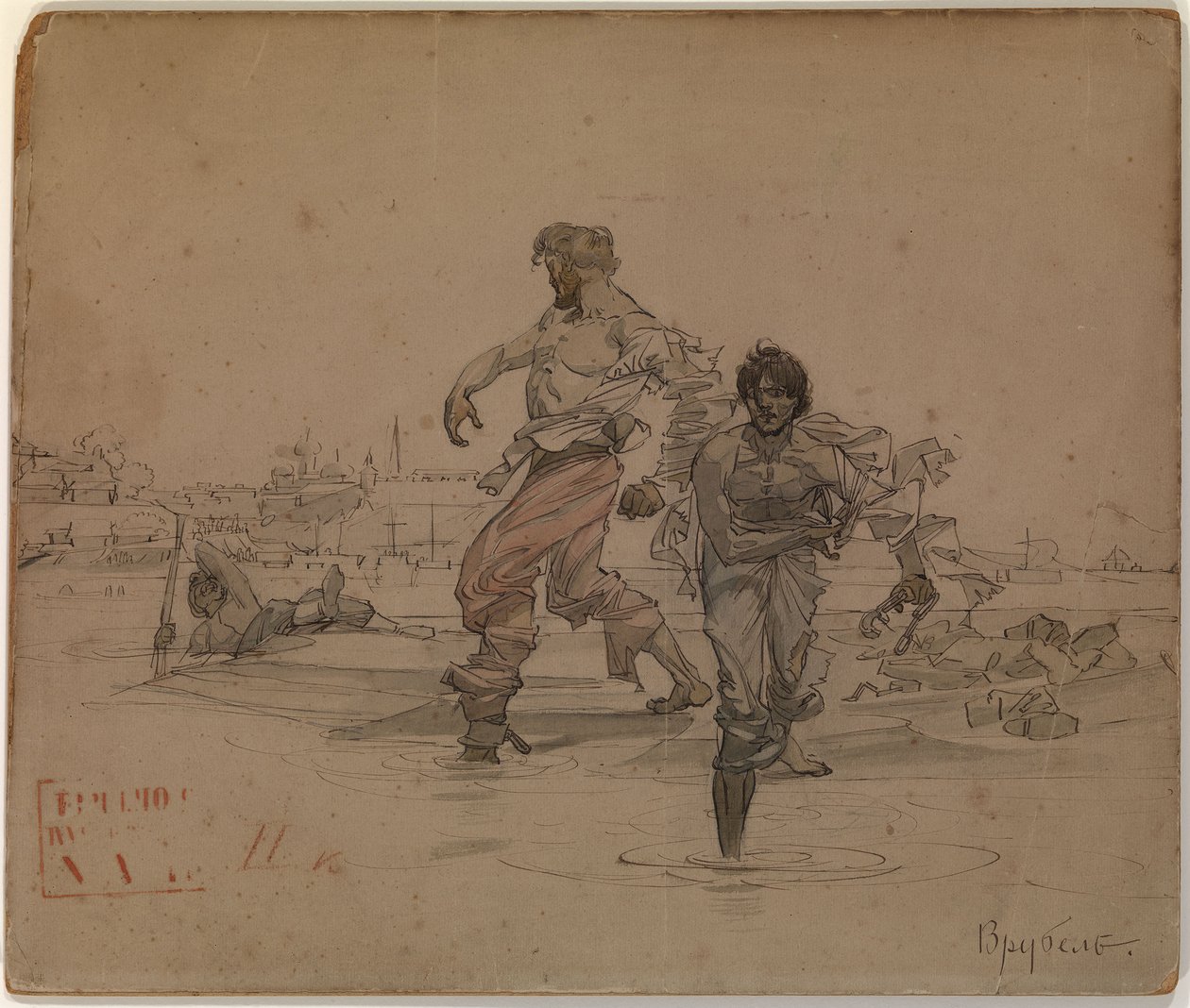 詩のイラストアレキサンダープーシキン作の強盗兄弟、1881年 作： ミハイル・アレクサンドロヴィチ・ヴルーベリ