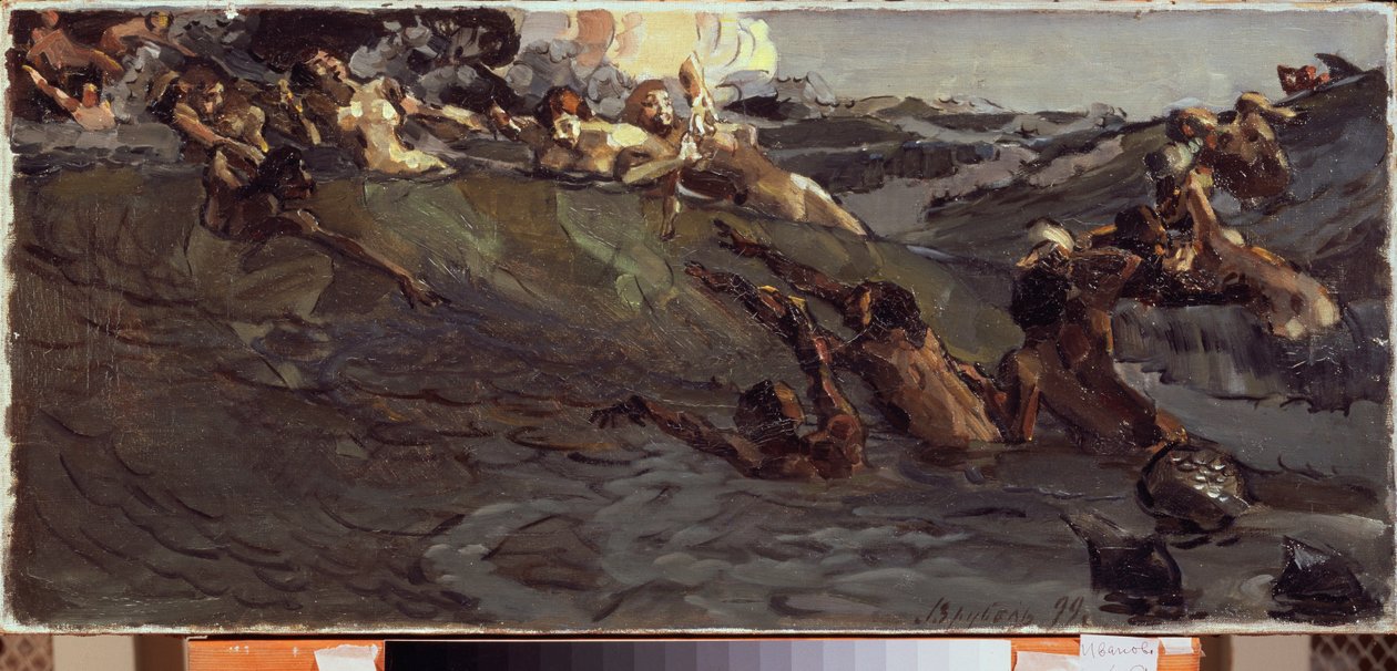 Naiads と Tritons の演奏 - Mikhail Alexandrovich Vrubel (Vrubel) (1856-1910) による絵画、キャンバスに油彩 作： ミハイル・アレクサンドロヴィチ・ヴルーベリ
