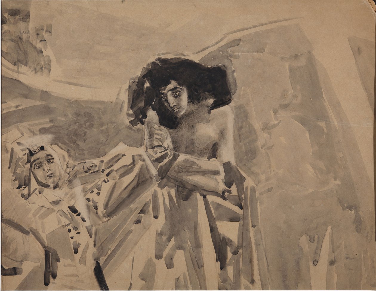 タマラスダンス。ミハイル・レールモントフ作の詩「The Demon」のイラスト、1890〜1891年 作： ミハイル・アレクサンドロヴィチ・ヴルーベリ