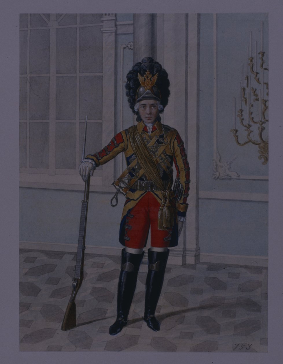1764-1796年、1840年代初頭にライフガード騎兵連隊の将校 作： ミハイル・イワノビッチ・テレベネフ
