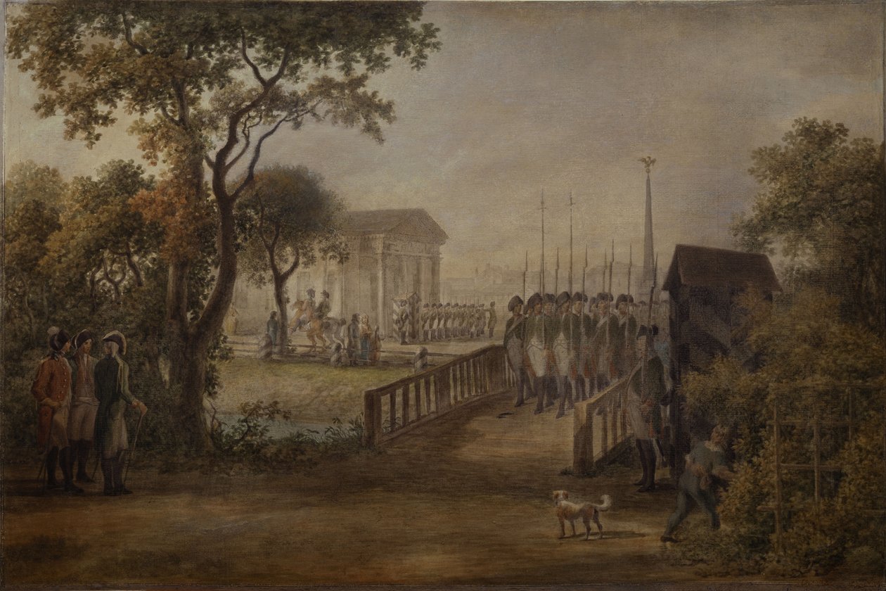 1799年、サンクトペテルブルクのTsarinas Meadowでの衛兵交代 作： ミハイル・マトヴェヴィッチ・イワノフ
