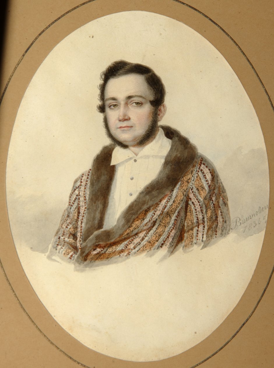 ヤコフ・ニコラエヴィッチ・カリノフスキーの肖像1814-1903、1836 作： ミハイル・プロコピエヴィチ・ヴィシュネヴィツキー