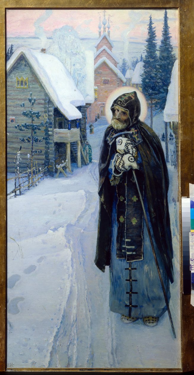 セルジュ・デ・ラドネージュ（1313-1392） - 聖セルギウスの労苦（トリプティク、右部分） par Nesterov, Mikhail Vasilyevich (1862-1942) 作： ミハイル・ヴァシリエヴィチ・ネステロフ