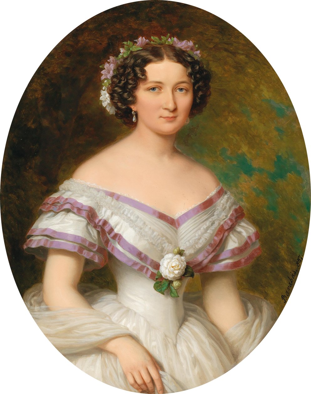 伯爵夫人マリア・ガブリエラ・ヨゼファ・アンナ・サーパリー（1834-1912）の肖像（旧姓アツェル・ド・ボロスジェノ、1857年）。 作： ミクロス・バラバス