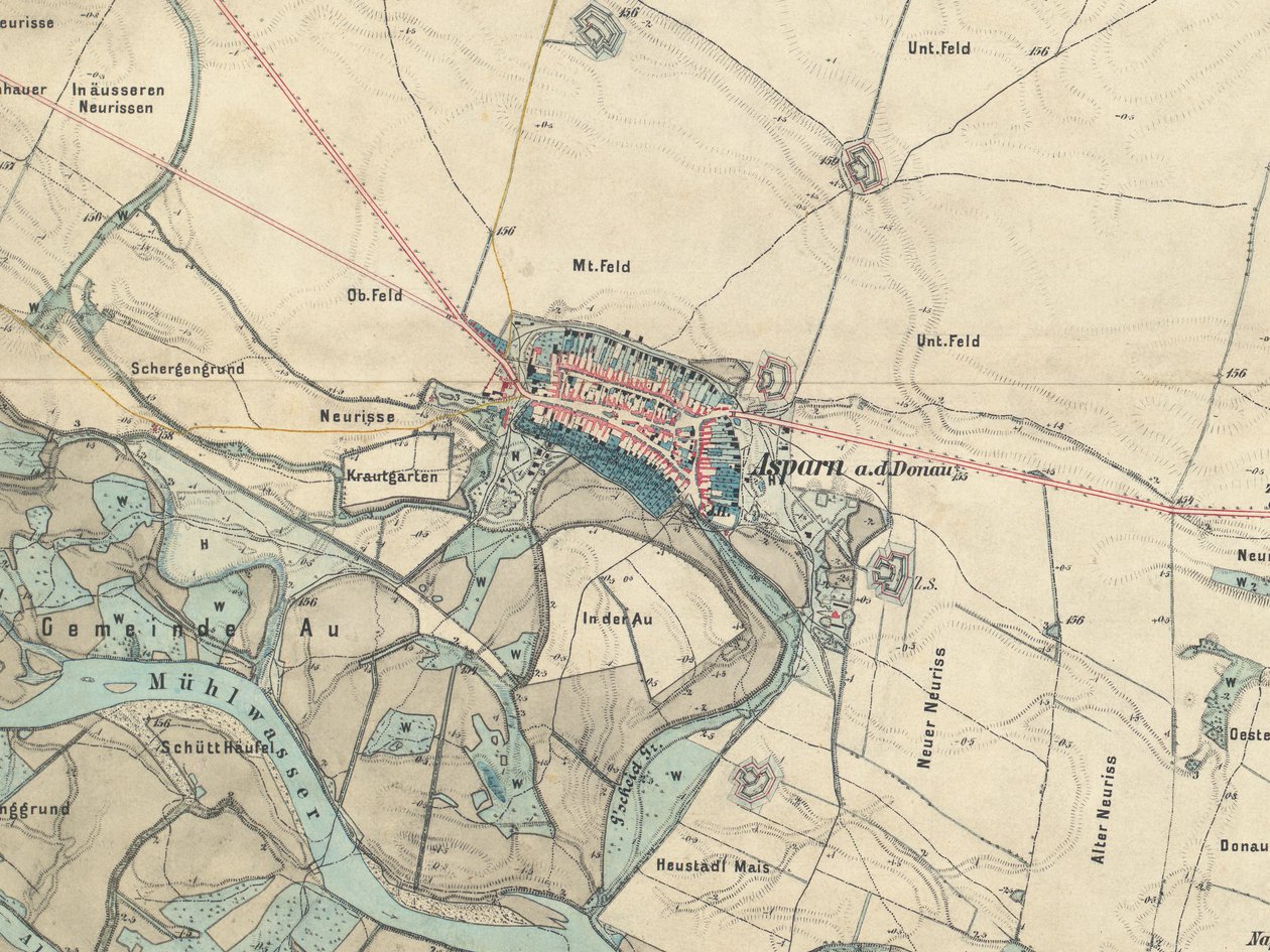 ウィーン近郊のアスペルンの地図、1873年 作： 軍事地理研究所オーストリアハンガリー君主制