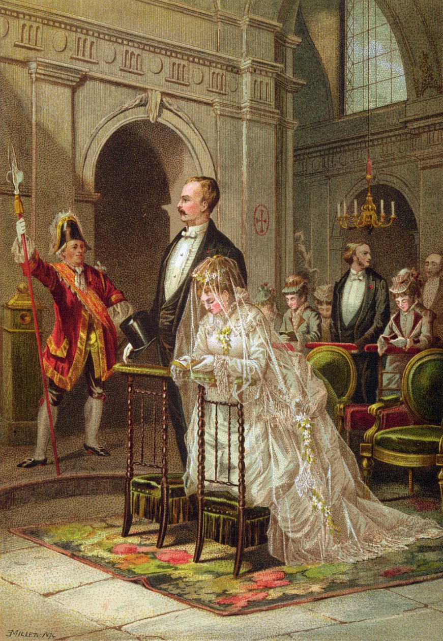教会での結婚式、1874 作： ジャン・フランソワ・ミレー