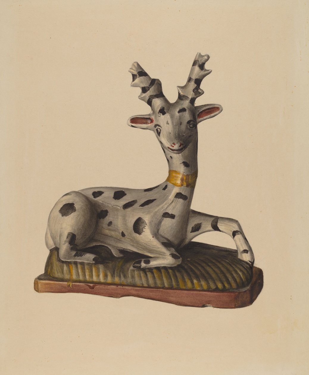 白亜の鹿、1938年頃（水彩画） 作： ミナローリー